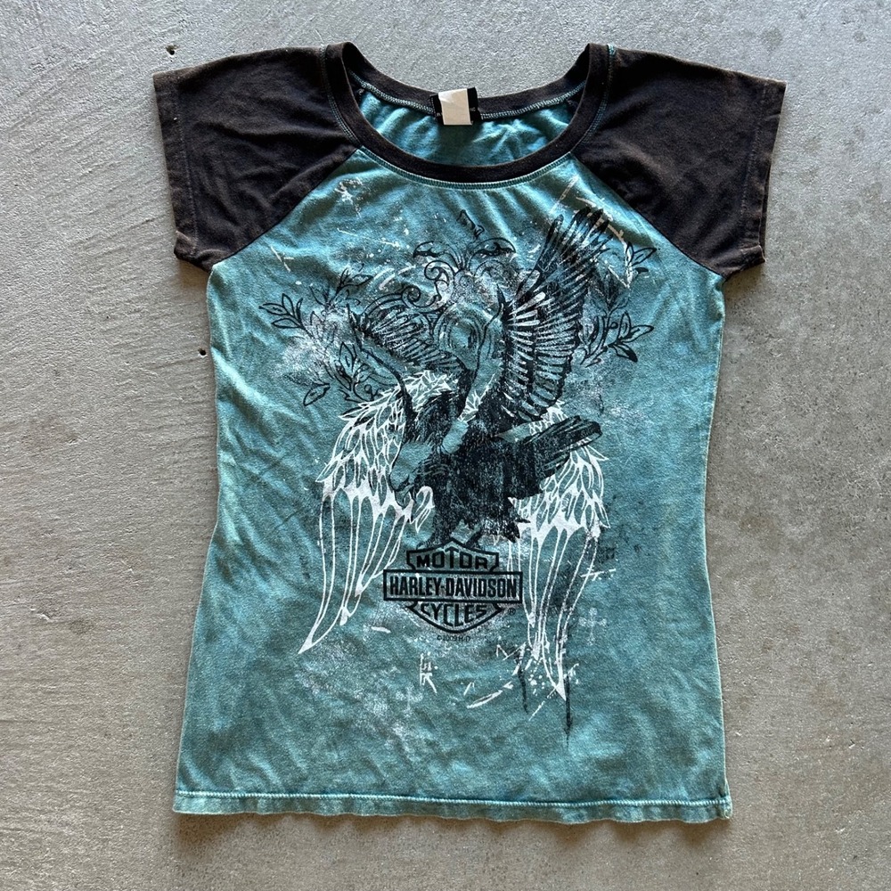 Vintage Harley Davidson Shirt Womens XL Green Y2K Biker Superstition Arizona